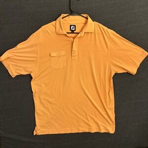 Footjoy Polo Shirt Mens L Orange Pullover Stretch Casual Pocket Lightweight READ
